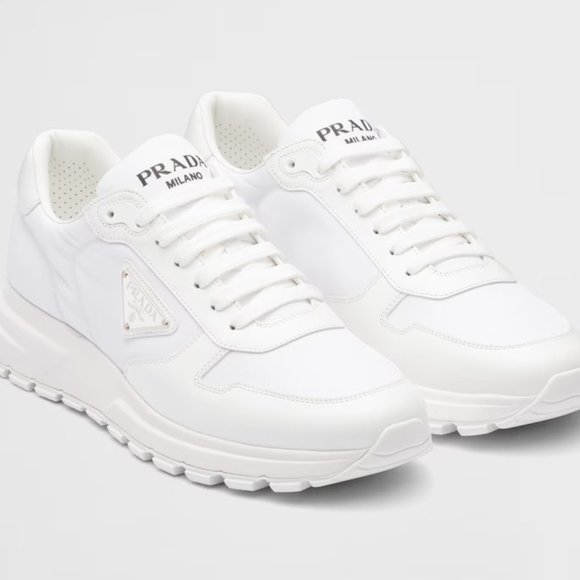 Prada Prax Tonal Low-Top Bianco Calzature Uomo Sneakers Size 10 D Retail $1100 - Picture 2 of 12